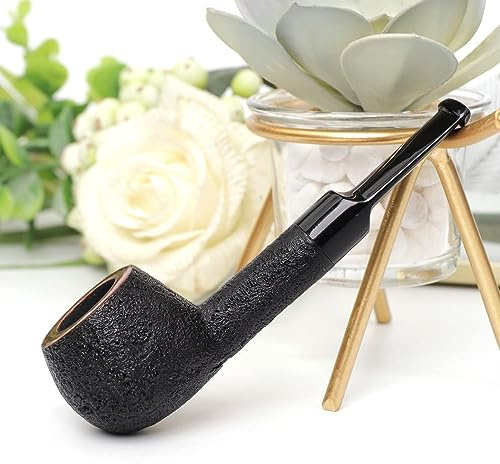 MUXIANG Mini-Tabakpfeife aus Bruyèreholz, sandgestrahlt, mit 3 mm Sattelstiel mit geradem Griff AA0446PS