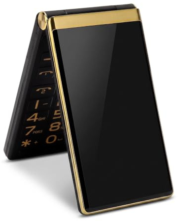 Zunate Flip Phone for Seniors, 2G Big Button Flip Cell Phone with Flashlight, Loud Speaker, 5900mAh Battery, Dual SIM, Radio, Basic Phone, 3 Inch HD Screen, Portable Pocket (Gold)
