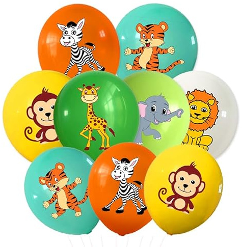 Tiere Latexballon, 30 Stück Tier Dschungel Ballon, Tiger Affe Elefant Löwe Zebra Giraffe Ballon, Tiere Helium Ballons, Tiere Party Ballons, Jungen und Mädchen Kindergeburtstag Ballondekoration