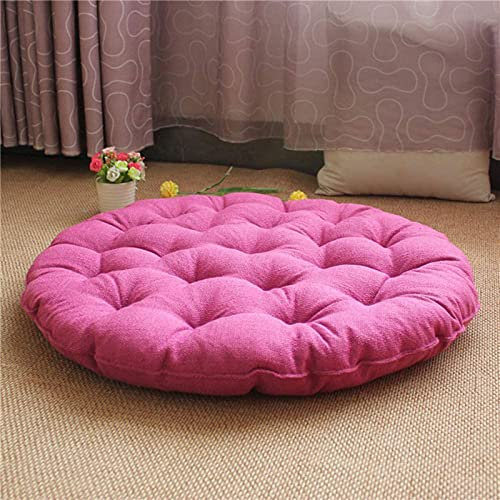 Runder Futon, großes Bodenkissen aus Leinen, verdicktes Sitzkissen aus getufteter Baumwolle, einfarbiges Bodenkissen, Yoga-Meditationskissen für den Balkon im Freien (Größe: 40 x 40 cm (16 x 16 Zoll),