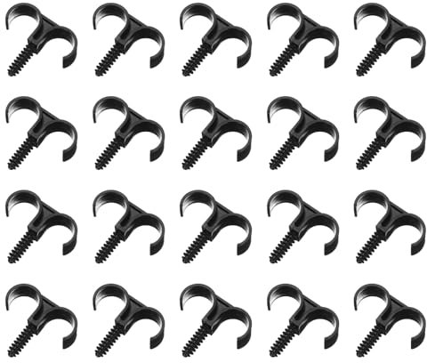 sourcing map 50Pcs Black Double Cable Clips, 1(25mm) Plastic Double Clip Pex Clamp Cable Clips, Ethernet Wire Clips for Tubing Pipe, Pipe Support, Fixing Wire