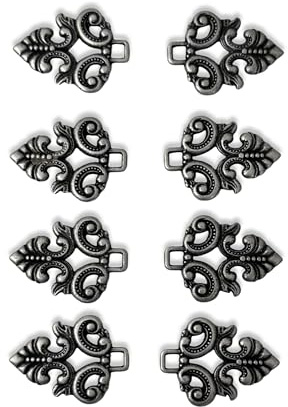 8 Stück (4 Paar) flach Miederösen Dirndl Mieder Coursage silber antik aus Metall zum Annähen 33mmx25mm