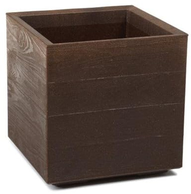 Kreher XL Pflanzkasten Karo Eco Friendly Tolle Holz Optik in Kaffee Latte oder Espresso! Aus robustem, recyceltem Kunststoff. Maße 39 x 39 x 39 cm. (Kaffee Espresso)