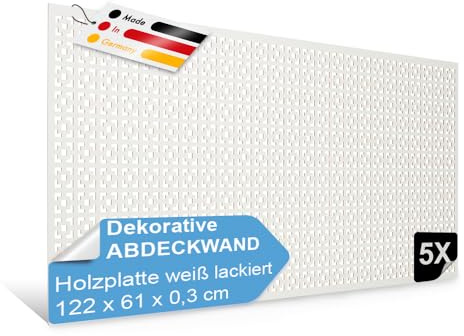 PEGBOARD - Malaga Lochwand 122 x 61 x 0,3 cm, MDF weiß lackiert - Made in Germany - Heizkörperverkleidung, Türfüllung, Windschutz oder Lüftungsgitter - Lochplatte