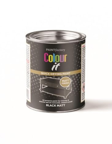 Inspired Essentials 300ml Non Drip Paint Tin Exterior Interior Hard Drying Performance Multi-Purpose Tin for Metal, Wood, Plastic, Walls with Perfect Finish (1, Black Matte)