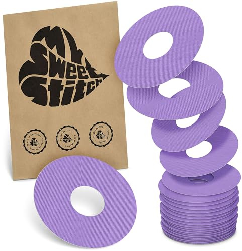 MySweetStitch 25 Ringpatches für Katheter klein rund Purple | Stabilisiert ablösende Ränder, Mitte bleibt frei, wasserfest und flexibel, bis zu 15 Tage Halt