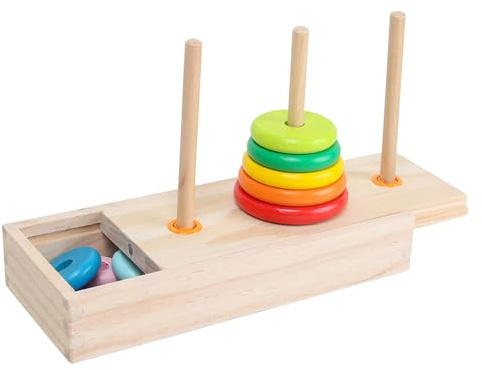 Turm von Hanoi, 10 Ringe Puzzle Holz-Logikspielzeug mit Aufbewahrungsbox Logikpuzzle Denkaufgabe Intellektuelles Spielzeug für (Große Größe)