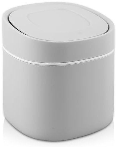 Desktop Mülleimer, Klein Tischmülleimer, Tischmülleimer mit Deckel, Mini Mülleimer, Tischabfalleimer mit Deckel, Papierkorb mit Deckel für Zuhause, Büro, Wohnzimmer (Grau)