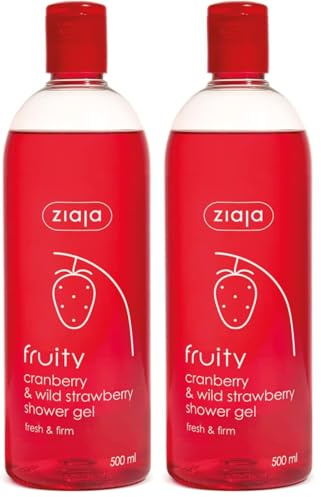 Ziaja Fruity Gel de baño de arándano rojo y fresa silvestre 500ml (Paquete de 2)