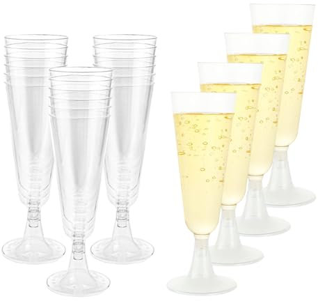SMYJDMM Plastic Champagne Flutes, 22 Pcs Clear Multi-Use Reusable Prosecco Glasses for Parties Weddings Birthdays Picnic