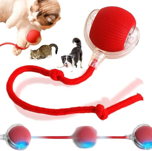 Pelota interactiva para perro/gato que se mueve automáticamente, juguete inteligente de 360° (rojo)