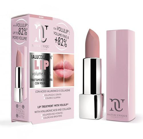 Natur Unique - IALUCOLLAGEN LIP VOLUME XXXL Volume | Balsamo Labbra Colorato NUDE Acido Ialuronico Collagene| Lip Plumper, Rimpolpante, Idratante Labbra | Made In Italy | 4.2ML