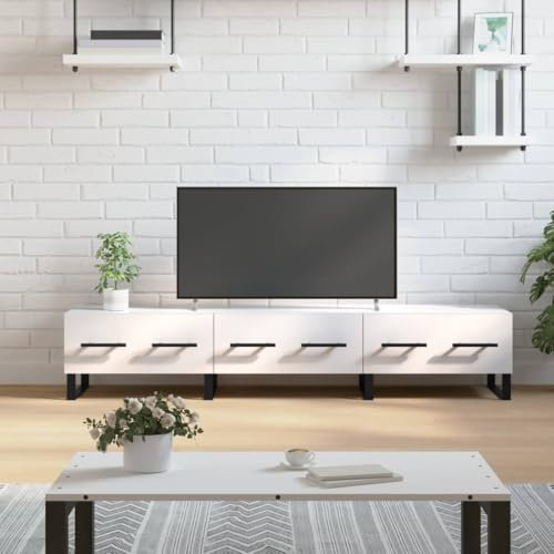 ShGaxin 829174 Meuble TV en bois d'ingénierie blanc brillant 150 x 36 x 30 cm