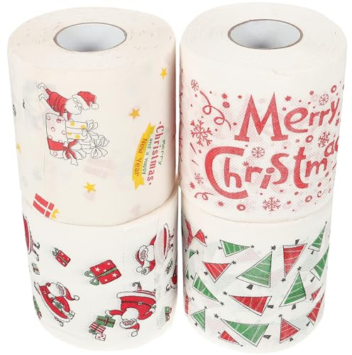 KONTONTY 4rollen Toilettenpapierrolle mit Weihnachtsmotiven Dekorative Papierrolle für Badezimmer Schnell Auflösend Sanft zur Haut