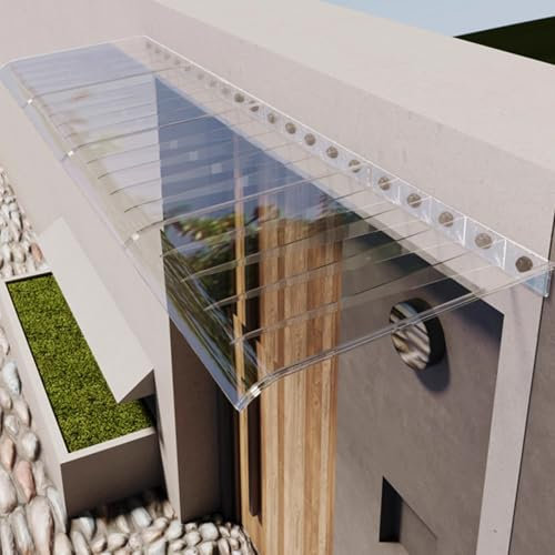 Clear Door Awning,Front Door Canopy,Outdoor Awning Window Rain Shelter Cover,Curved Door Window Awning Canopy,Polycarbonate Roofing Canopies,UV Rain Snow Protection,3.5mm (50x80cm/20x32,Facade)