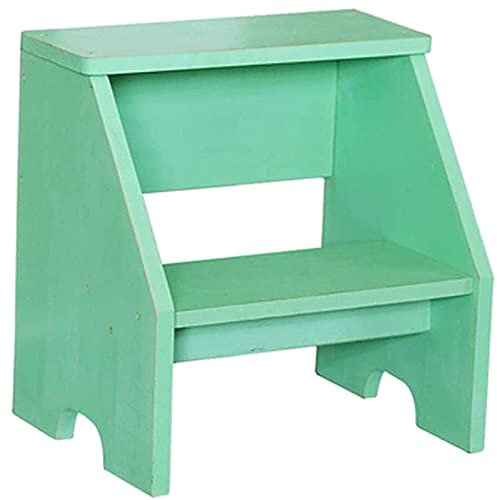 Marchepied Portable, marchepied, échelle, escalier, Rangement, Bois Massif, Multifonction, Tabouret de Chevet, Chaussures, Repose-Pieds, 2 marches/Vert