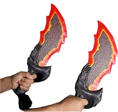 TQVLNMCR Accessoire d'halloween God of War Blades of Athena Couteau en Mousse Kratos Katana Épée Armes de samouraï Cadeaux d'anniversaire(2pcs 18inch with Link)