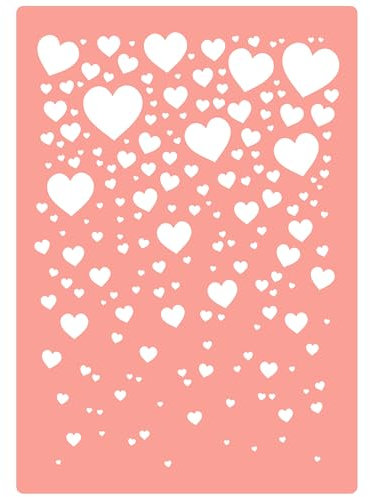 Professional Quality Reusable Stencil - High Adhesive - Bubbly Hearts - PinkBloo Stencils - Made in The UK - Pink Vinyl Material for Glass, Mirrors, Bottles, Tiles, Wood