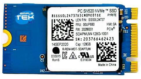 SIMPLETEK - SSD interno M.2 2242 128GB NVMe PCIe 3.0 x2 ad alte prestazioni per laptop e dispositivi compatti (Ricondizionato)