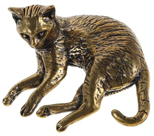 PartyKindom Brass Kunstvolle Katzenfigur Antik Bronze Deko 5.3X5.0X2.8Cm Skulptur FüR Zuhause Schreibtisch Und Sammlung
