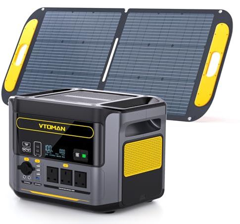 VTOMAN 1000W Portable Power Station with 110W Panel - 828Wh LiFePO4 Battery | Compact Solar Generator 1000W, Expandable to 2376Wh, Dual 100W USB-C, 1 Hr Fast Charge 0-100%, for Camping, RV, Off-Grid