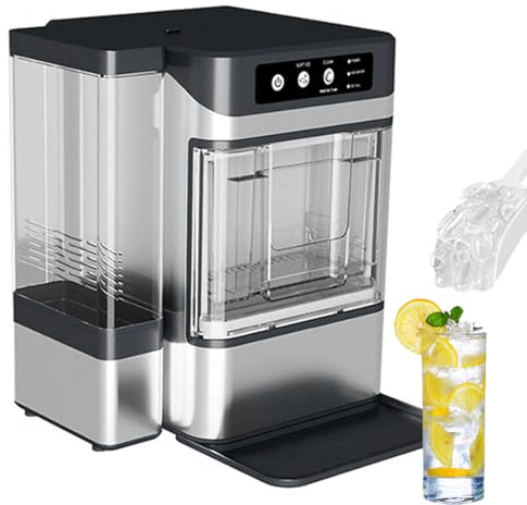 Countertop Nugget Ice Maker, Chewable Crunchable Ice, 41Lbs/24H, Self-Cleaning, One-Click Operation, Ideal for Parties Kitchens Bars
