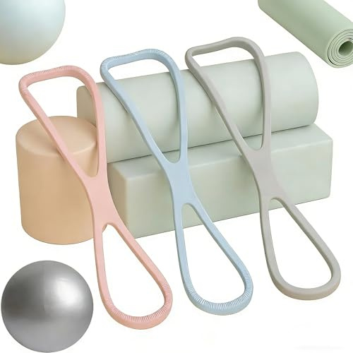 StyBtt Set de 3 Bandas Elásticas – 15/25/35 lbs Resistance Bands, Gomas Elásticas Musculación, Cinta Elástica Ejercicios en 8 Formas con Pelota de Yoga Inflable