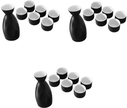 ABOOFAN 3 Juegos Set de copa de vino copas de vino de cerámica taza de sake caliente taza de saki japones de sake japoneses Negro
