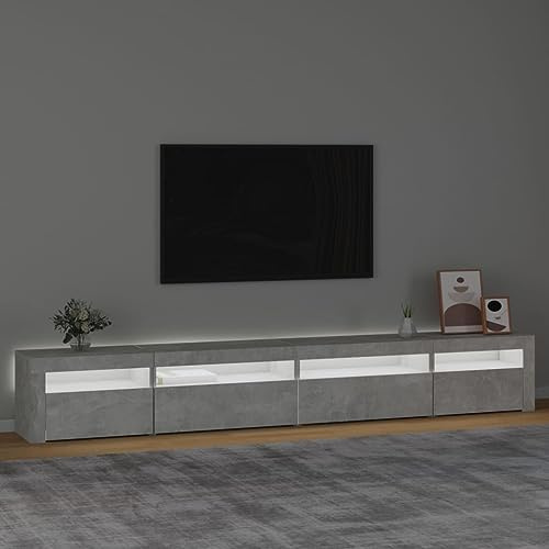Iiaky Mobile Porta TV 270 cm con LED Mobile TV Soggiorno 270 cm Armadio per TV Mobile TV Lowboard -Grigio cemento-270 cm