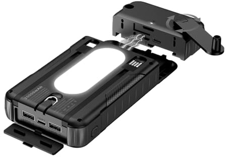 zjhukfmc Caricatore Solare Power Bank | Batteria da 20000mAh per Sopravvivenza,Power Bank Solare Con Manovella Per Telefono,Per Smartphone, Fotocamera, Tablet, Campeggio, Escursionismo E Zaino In
