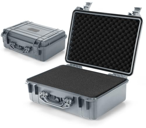 TANGZON Waterproof Hard Case, Shockproof Camera Tool Flight Box | IP66 Waterproof PP Shell, Customisable Shock-Absorbing Foam, Pressure Release Valve, Dual Padlock Holes, Portable Tool Case