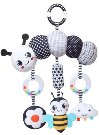 KIXZSAZ Durable Crib Mobiles Offering Toys Rattle Newborn Comfort Through Bright Colors and Soft Sounds for Baby Joy Natural Voice Cots Kids Crib Bed Bells 0-12 Month, Worm, 36x26cm