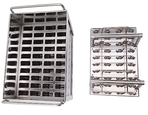 KIMISS Moldes para Paletas de Hielo Comerciales, 40 Cavidades, Molde para Barra de Hielo, Molde para Helado de Acero Inoxidable, Fabricación de Barras de DIY, Paletas de Acero Inoxidable