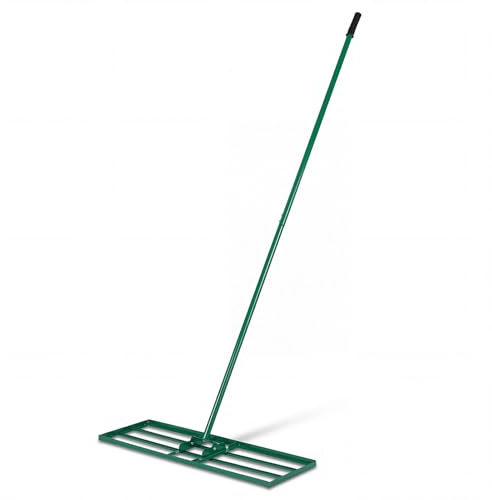 FANTASK Rastrillo de nivelación de césped de Metal, 170 x 75 cm x 25 cm, con Mango ergonómico, Herramienta para jardín, Patio Trasero, Campo de Golf (Verde)
