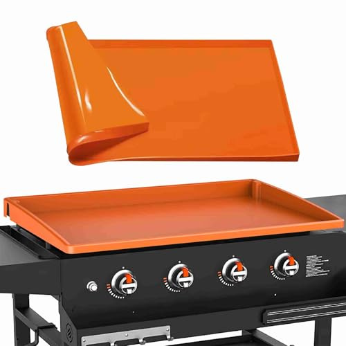 Alfombrilla para parrilla de silicona de 36 pulgadas, color naranja, fácil de limpiar, almohadilla reutilizable a prueba de polvo para accesorios