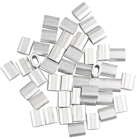 Futheda Klemmschellen für 3,0 mm dicke Kabel, aus Aluminium, oval, silberfarben, 50 Stück