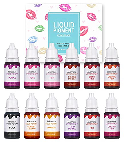 BONNIE CHOICE 12 Colors Liquid Lip Gloss Pigment Set, DIY Lipstick Liquid Pigment for Set Making Lip Gloss, DIY Lip Cosmetic Dye, Edible Coloring Pure Plant for Gloss Base