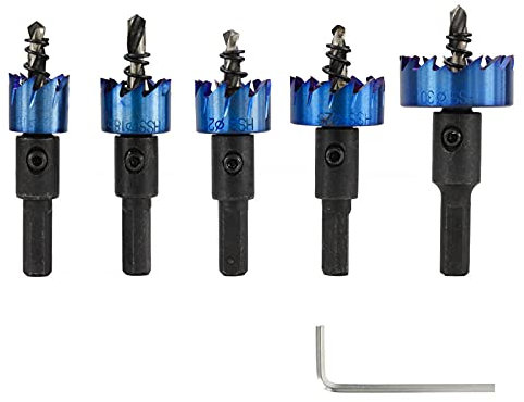 5 teile/satz HSS-Lochschneiderbohrer 16/18,5/20/25 / 30mm Lochsägeschneider Nano Blaue Beschichtung Kernbohrer für Holz-Metallbohrungen-_Nano blau beschichtet.