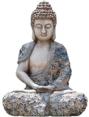 Garten Statuen Buddha-Gartenskulptur Im Chinesischen Stil, Kreative Outdoor-Ornamente, Kunststatue Der Veranda, Für Hof (Color : Multi-Colored, Size : 31 * 20 * 43cm)