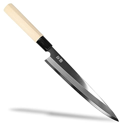 Japanese Sashimi Knife 210mm (8.2 in) – White Steel #2, Magnolia Wood Handle – Sushi Knife, Yanagiba Style – Made in Seki Japan