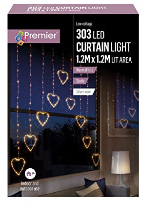 Premier Heart Shape V Curtain 303 Warm White LED 1.2m - LV213454WW