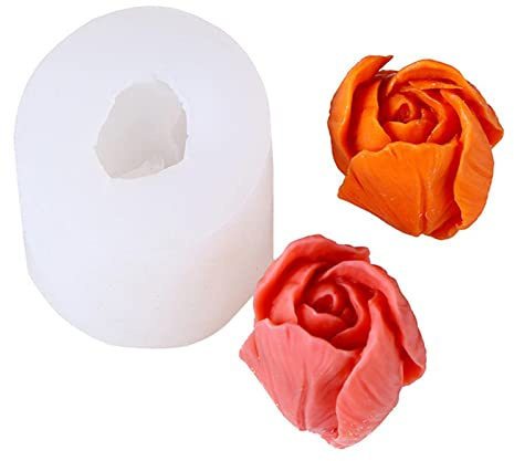 Yusheng Molde de silicona en forma de flor 3D, forma de tulipán, forma de vela, de silicona, para velas, chocolate, gelatina, jabón