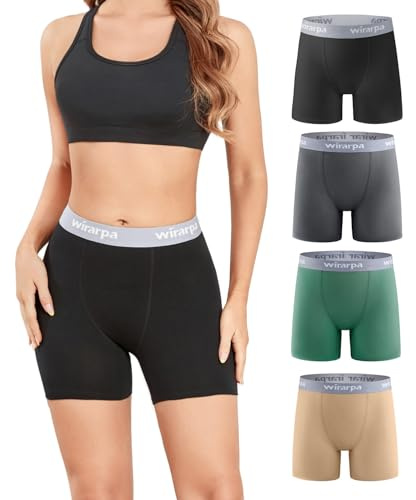 wirarpa Women's Boxer Briefs 5.5 Inseam Slip Shorts Anti Chafing Boyshort Panties for Under Dresses Leggings Multicoloured 4 Pack Size XL