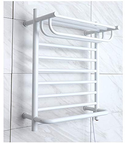 KLZUOPT Scaldasalviette Elettrico a Parete Color Oro Scaldasalviette Elettrico Scaldasalviette in Acciaio Inox 304 Scaldasalviette per Bagno (Bianco cablato)