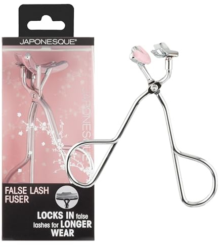 JAPONESQUE False Lash Fuser and Curler - Fuse Natural Lashes to False Eyelashes - No More Flyaway Corners! Great Tool for Short Natural Lashes