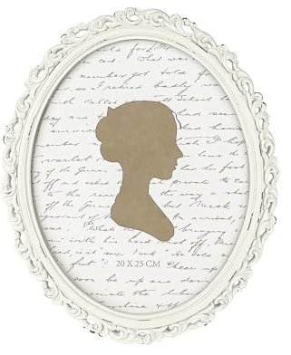 Sunlit Vintage Picture Frame 8x10 Inch, Oval Antique Photo Frames with Glass Front, Luxury Photo Display, Tabletop Wall Hanging, Gift Ideas, White