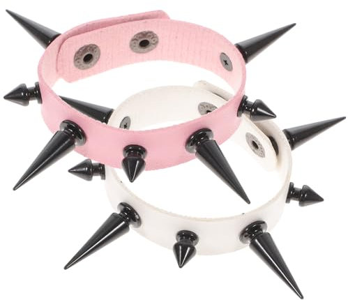 Abaodam 2 Piezas Pulsera De Cuero Pu Pulsera De Remache Punk Puño Con Tachuelas Pulsera De Cuero Con Pinchos Pulsera De Alambre De Púas Joyas Punk Personalidad Hombres y Mujeres