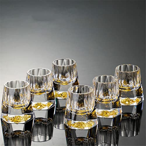 13ml Mini Spirit Glass Crystal Glass Wine Glass Set Decanter Brandy Vodka Moutai Spirit Glass Family Wine Glass Set Gift Box (B 6 cups)