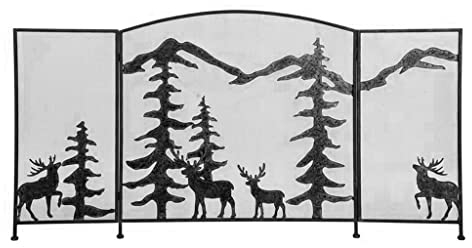 Funkenschutzgitter Panel-Kamin-Bildschirm, Heimeisenhandwerk, Alter Kamin, dreifach gefaltete Bildschirmtrennwand mit Netz, feuerfester Bildschirm, Kamintür, Pastorale Dekoration Feuerschirm (Color :