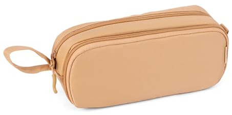 iSuperb Federmäppchen Mädchen Mäppchen Jungen Studenten Federmappe Unisex Stifte Organizer Kosmetiktasche klein Leinen Federtasche für Damen Einschulung Geschenk Schulsachen (braun)